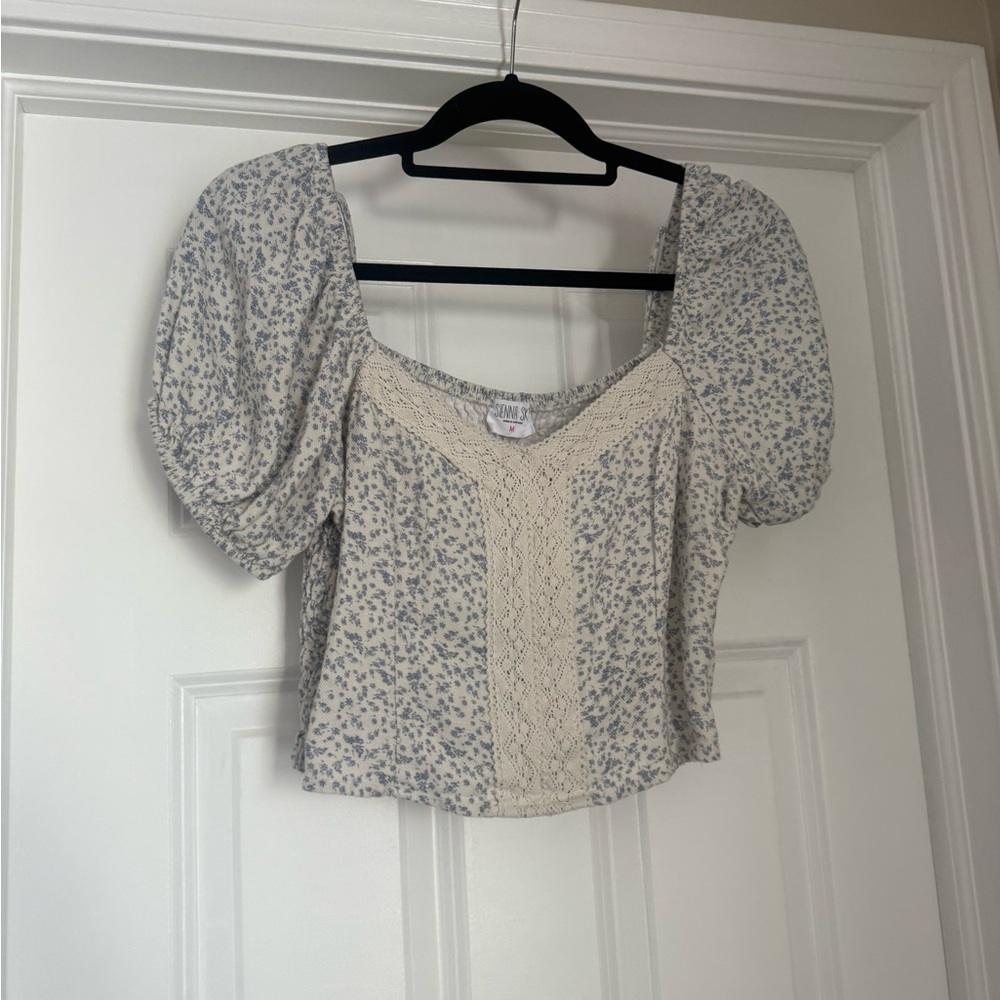 Sienna Sky Beige Lace Knit Top
